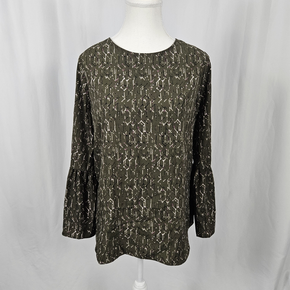 Olive Patterned Women's Top Size Medium