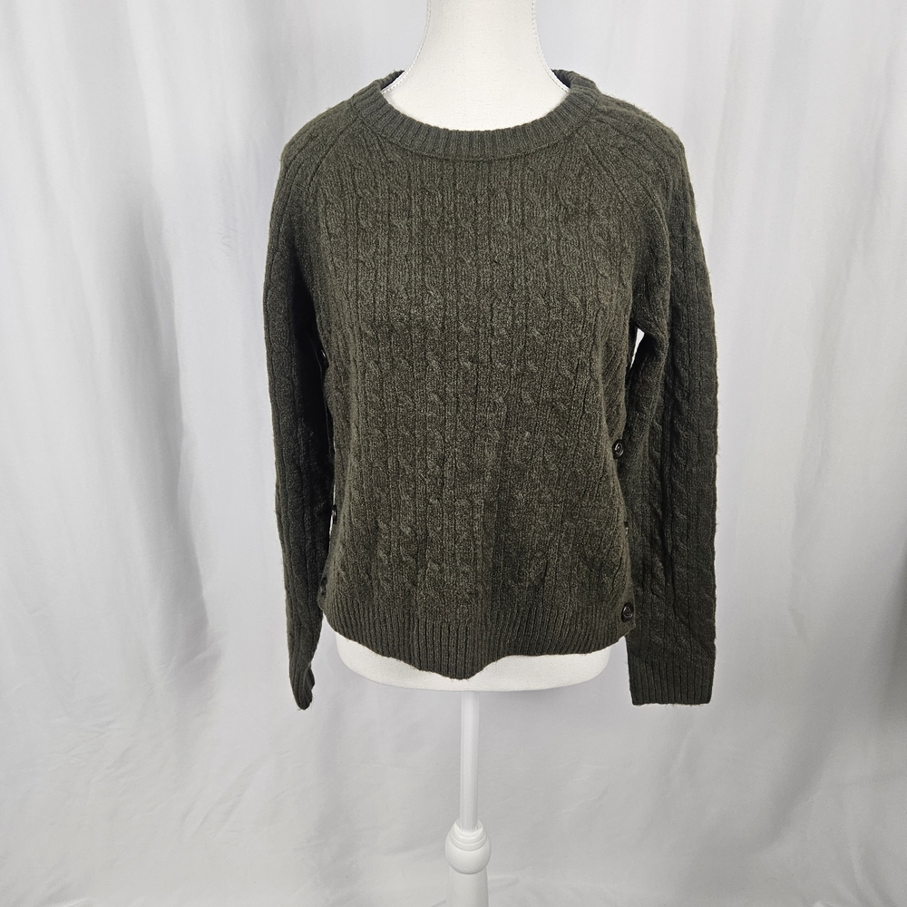 J. Crew Forest Green Cable Knit Sweater Size Small