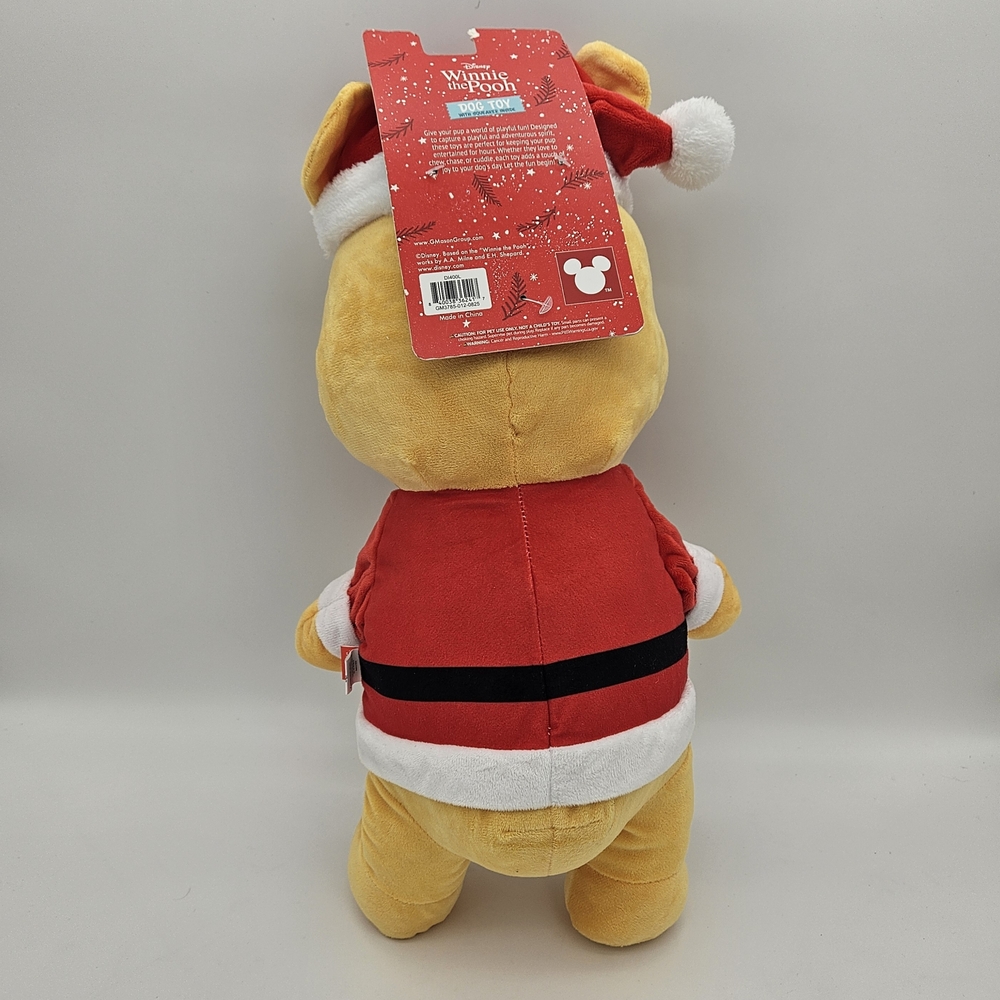 Disney Winnie the Pooh Santa Plush in Red and Yellow Dog Toy photo 2