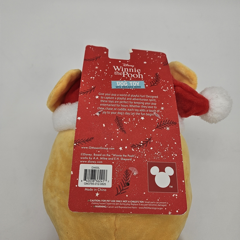 Disney Winnie the Pooh Santa Plush in Red and Yellow Dog Toy photo 3