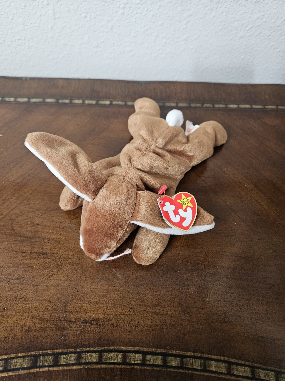Ty Ears Brown Plush Bunny with White Tail and Ear Accents