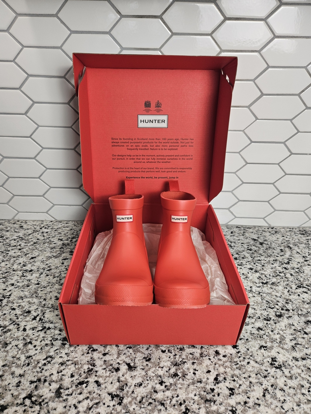 Hunter Kids Bright Red Short Rain Boots photo 4