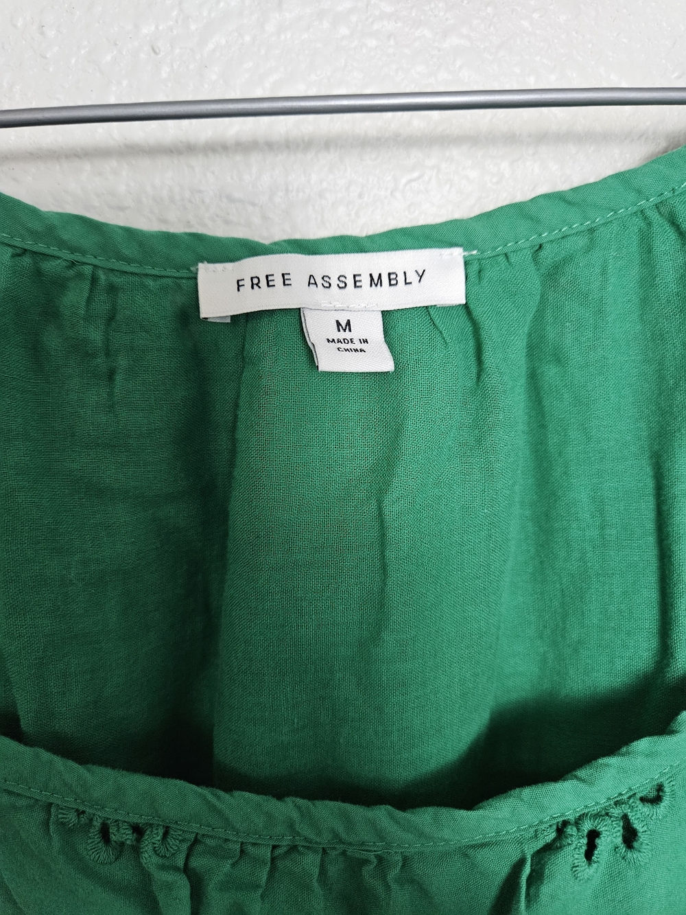 Free Assembly Emerald Green Square Neck Eyelet Mini Dress Size Medium photo 2