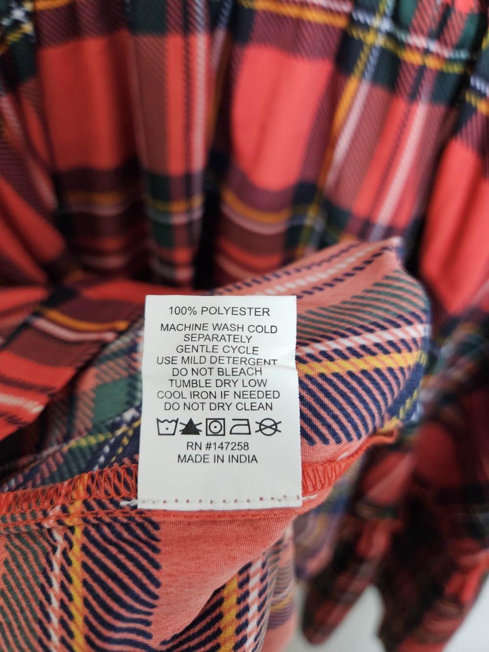 Simply Southern Red and Black Plaid Ruffle Neck Dress Size Large photo 5