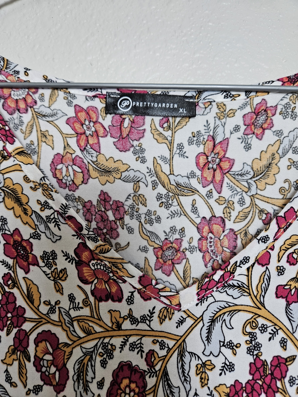 Paisley Boho Floral Pink and Cream Maxi Dress Size XL photo 2