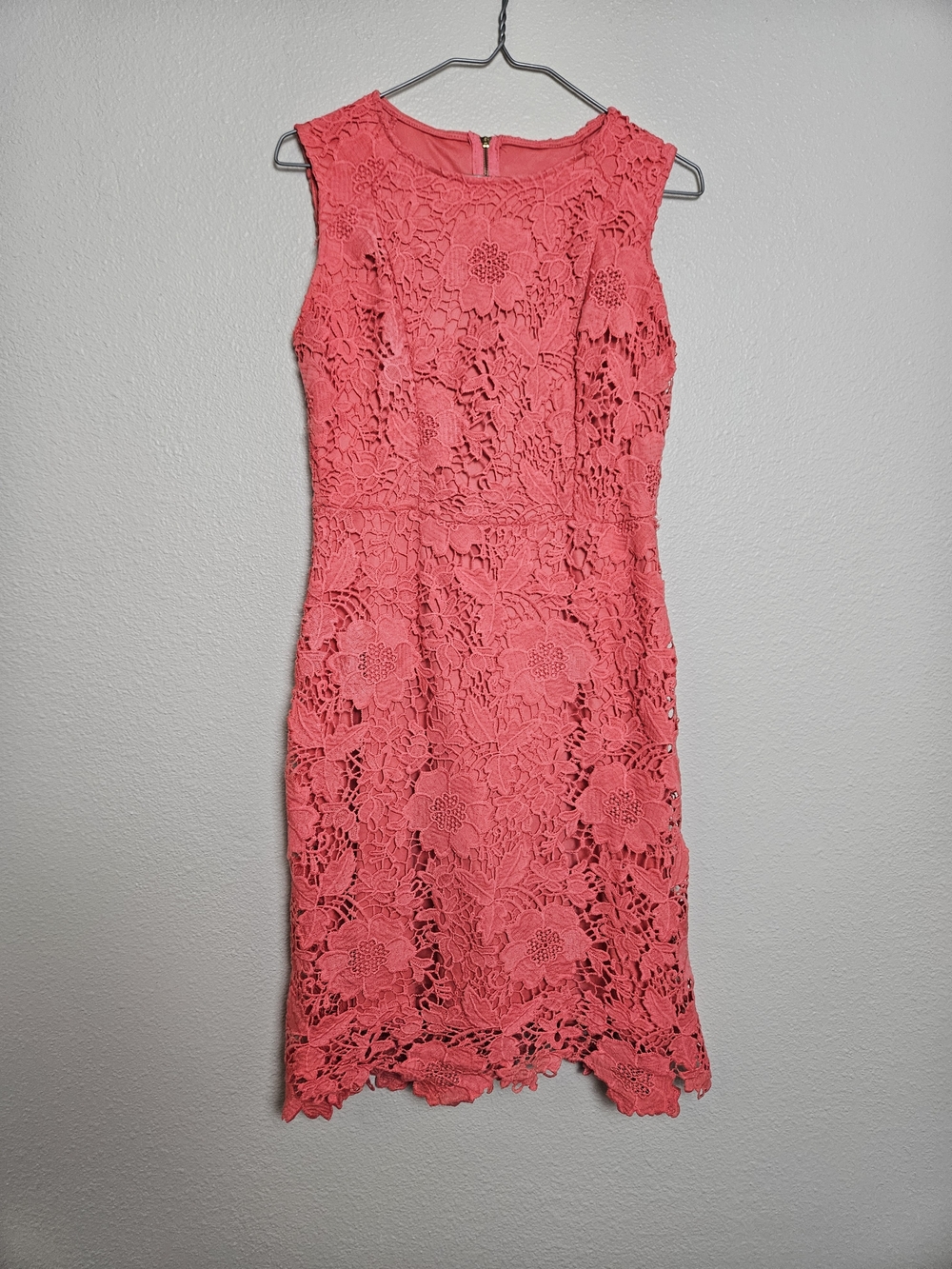 Coral Lace Midi Sheath Dress Size Medium