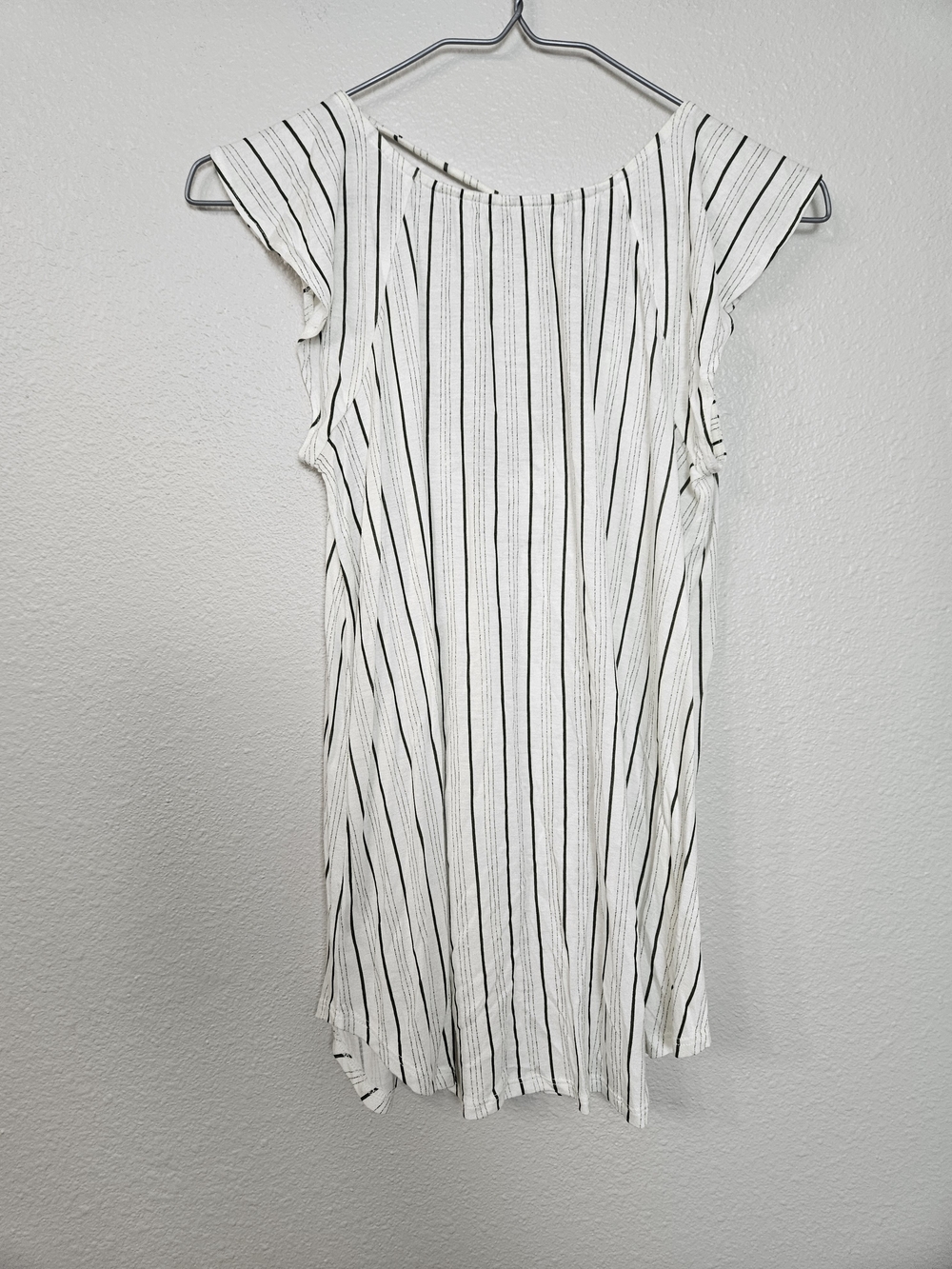 LOFT White Black Striped Cap-Sleeve Tunic Camisole