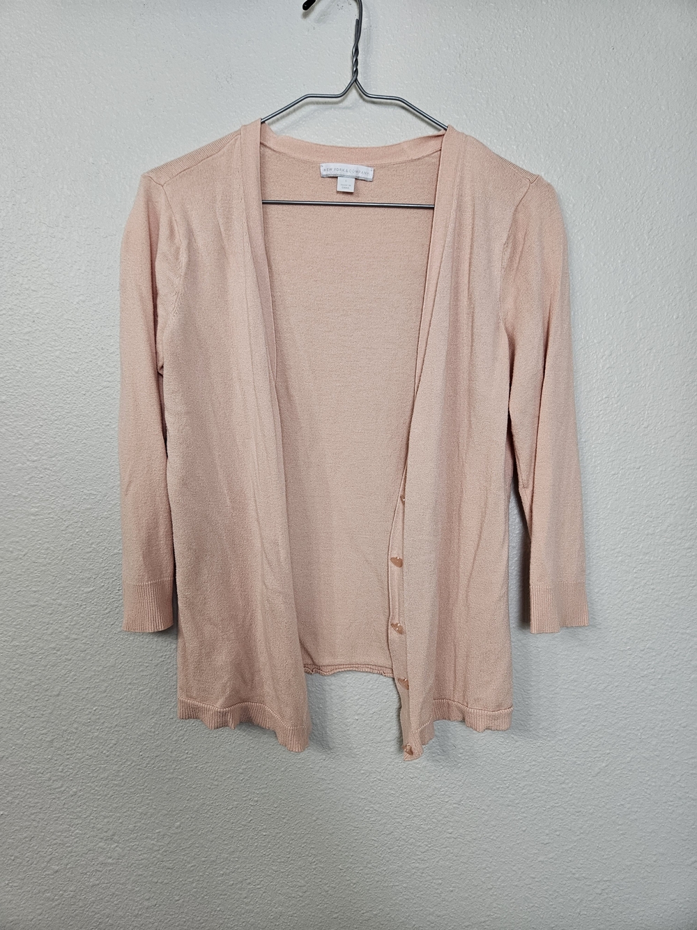 New York & Company Blush Pink Lightweight Open Cardigan