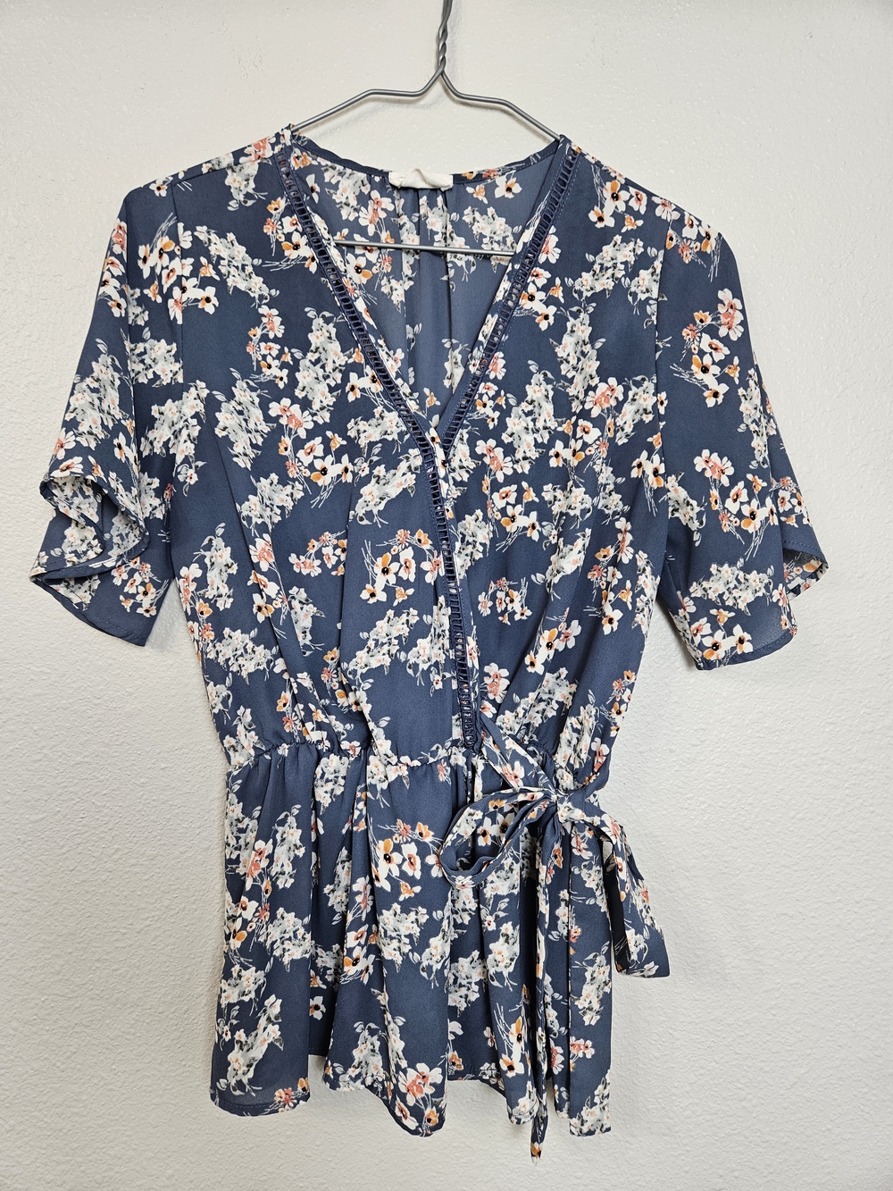 Sienna Sky Navy Blue Floral Wrap Top