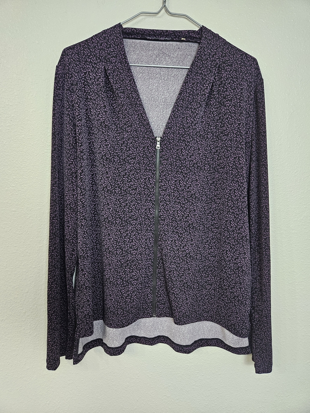 Purple Printed Zip Front Women's Blouse - Tahari