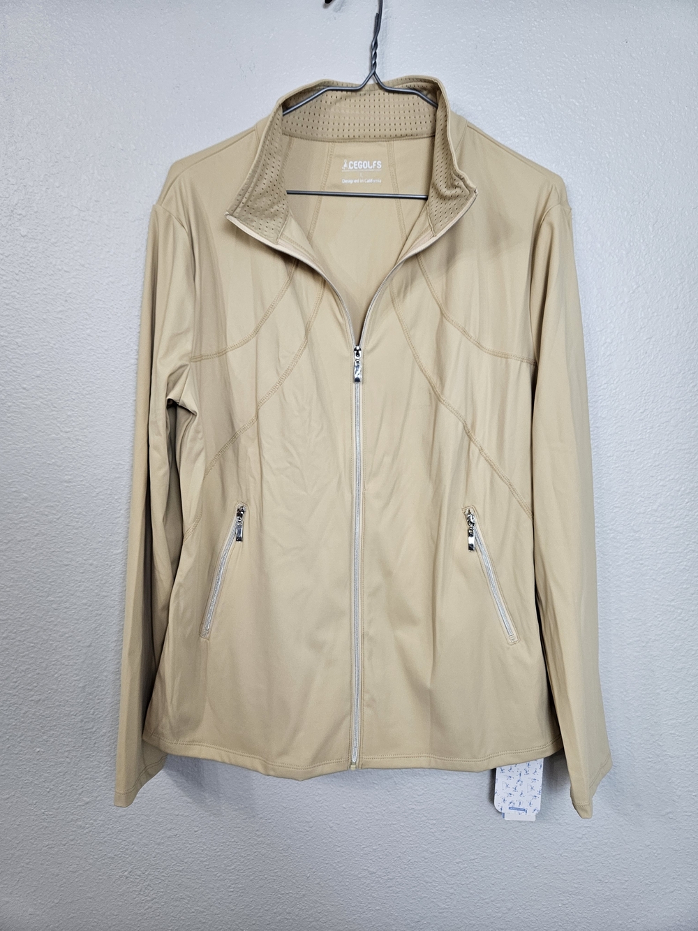 Beige Zip-Front Lightweight Jacket