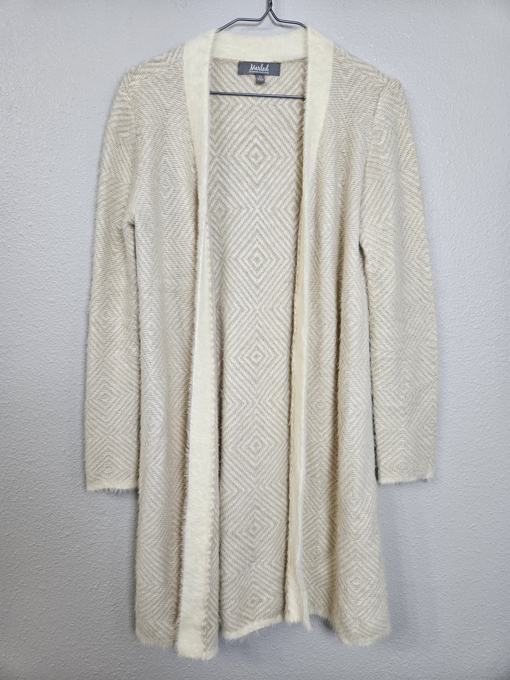 Marled Cream Open-Front Long Cardigan