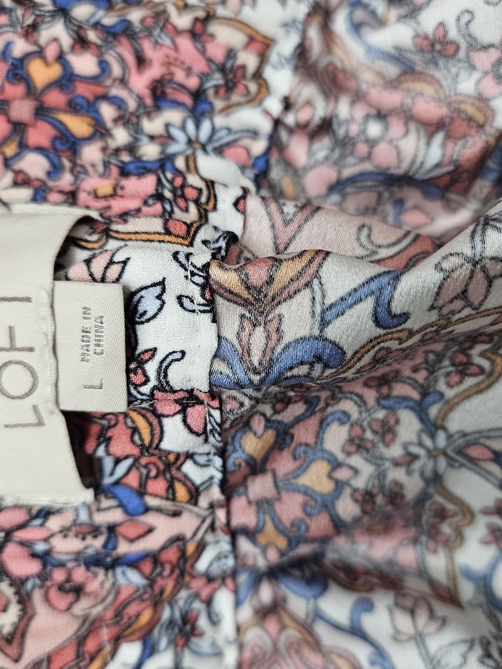 LOFT Pink and Blue Printed Tie-Waist A-Line Skirt photo 5