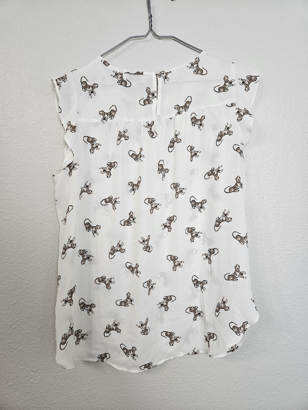 LOFT Cream Blouse with Brown Tiger Print photo 3