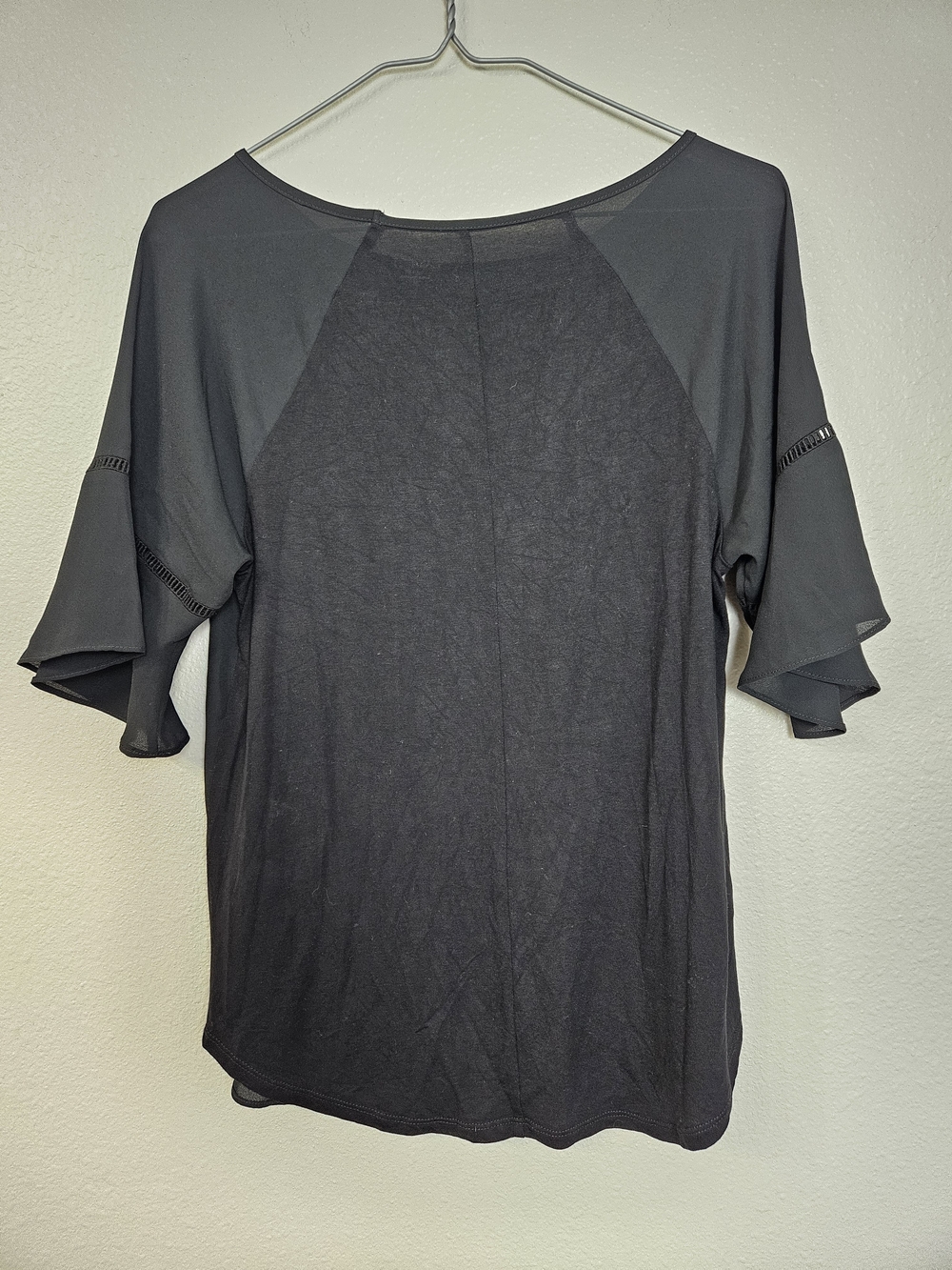 LOFT Black Semi-Sheer Raglan Sleeve Blouse photo 3