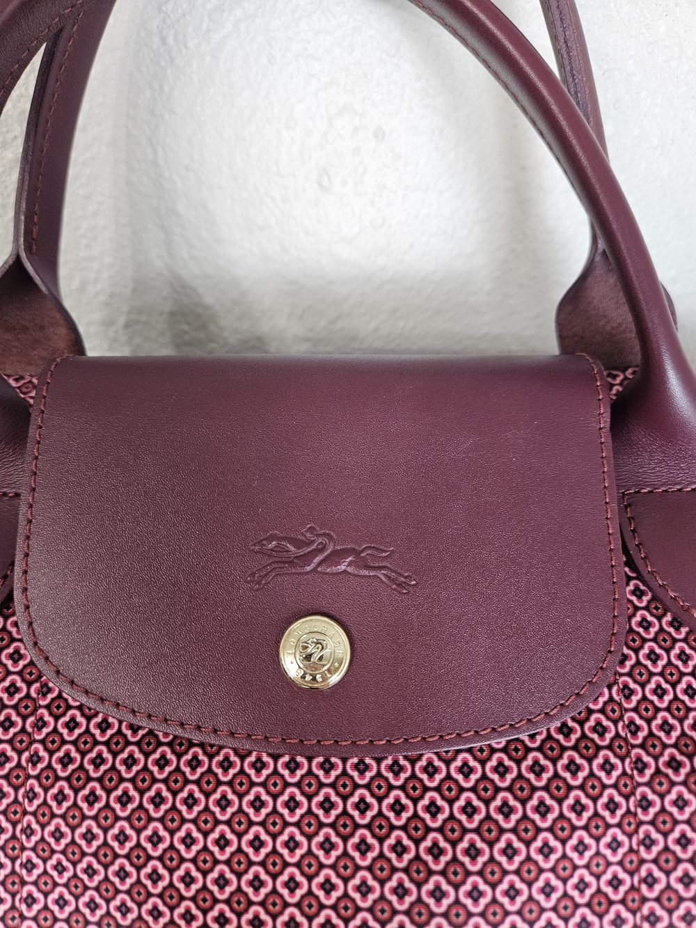 Longchamp Le Pliage Patterned Tote Bag in Burgundy photo 2