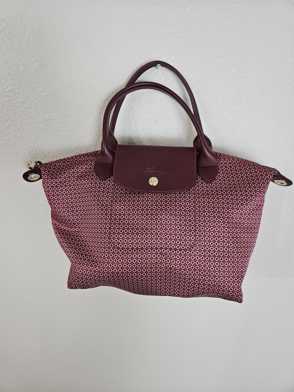 Longchamp Le Pliage Patterned Tote Bag in Burgundy