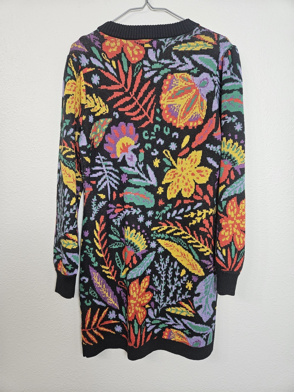 Fate Black Floral Knit Mini Dress with Multicolor Blooms photo 3