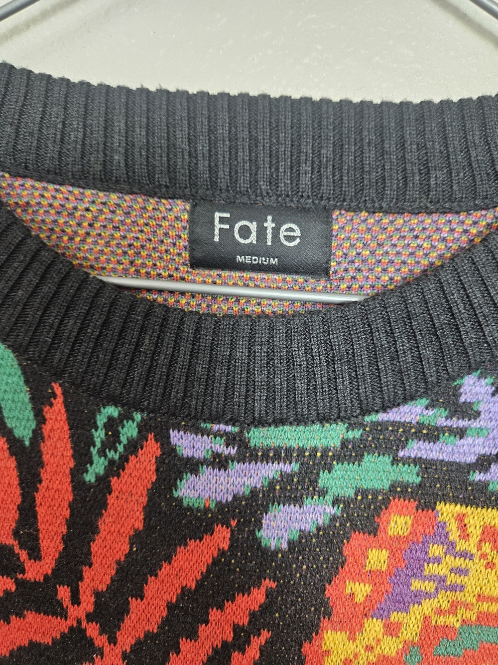 Fate Black Floral Knit Mini Dress with Multicolor Blooms photo 4