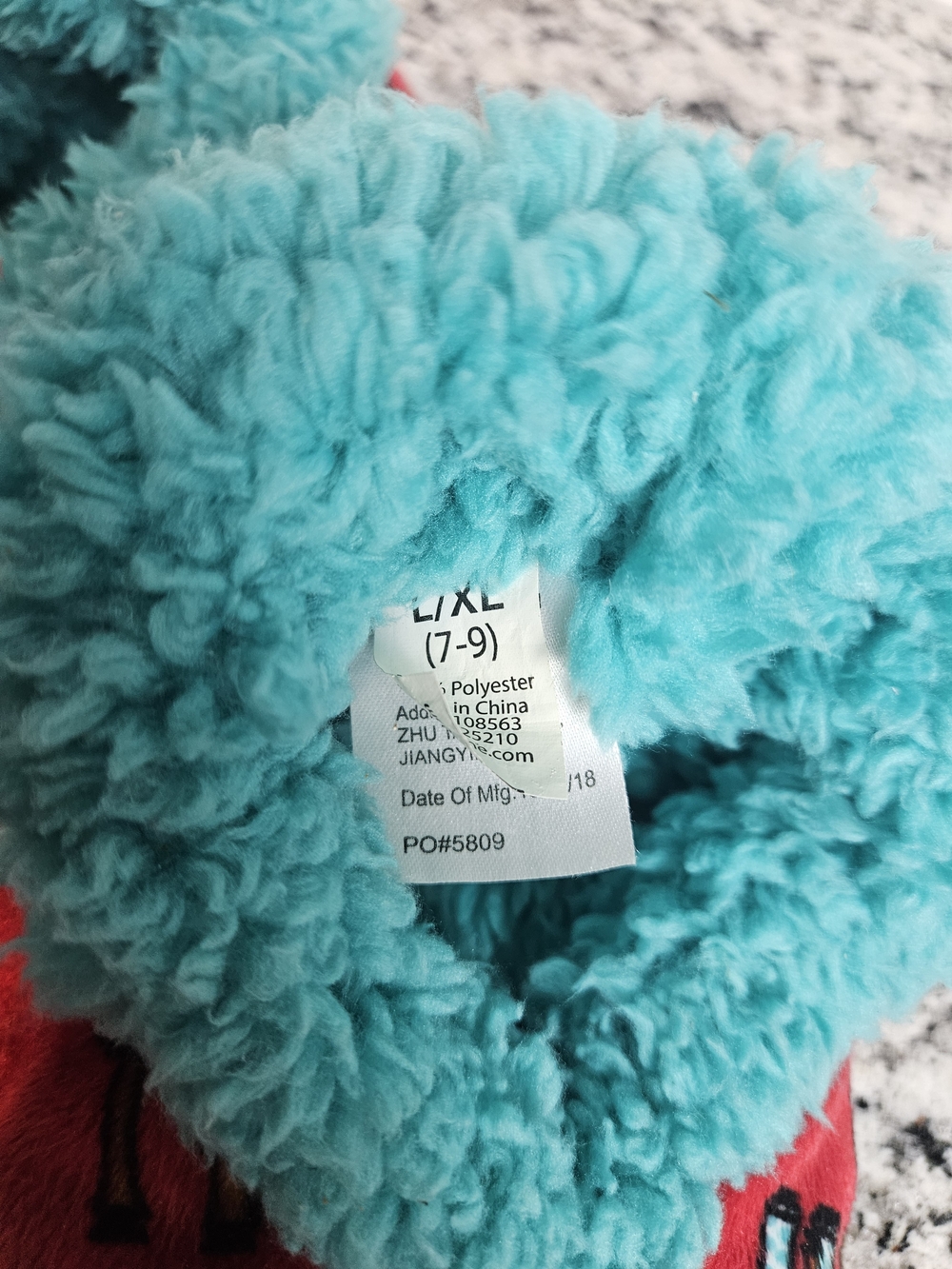 Lazy One Red Horse-Print Slippers with Teal Plush Lining photo 5