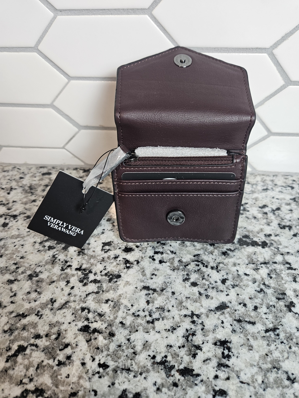 Simply Vera Vera Wang Dark Plum Leather Wallet photo 2