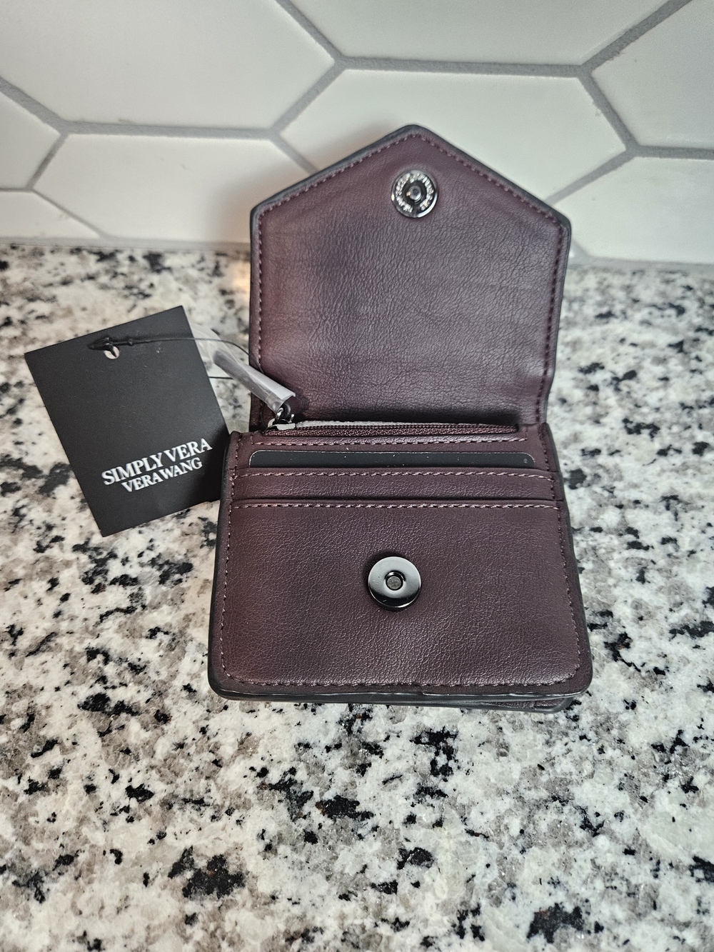 Simply Vera Vera Wang Dark Plum Leather Wallet photo 4
