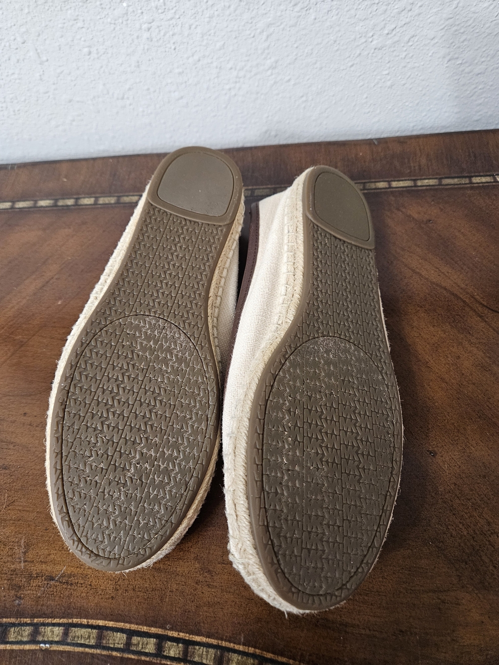 Michael Kors Cream Canvas Espadrille Flats with Brown Trim photo 4