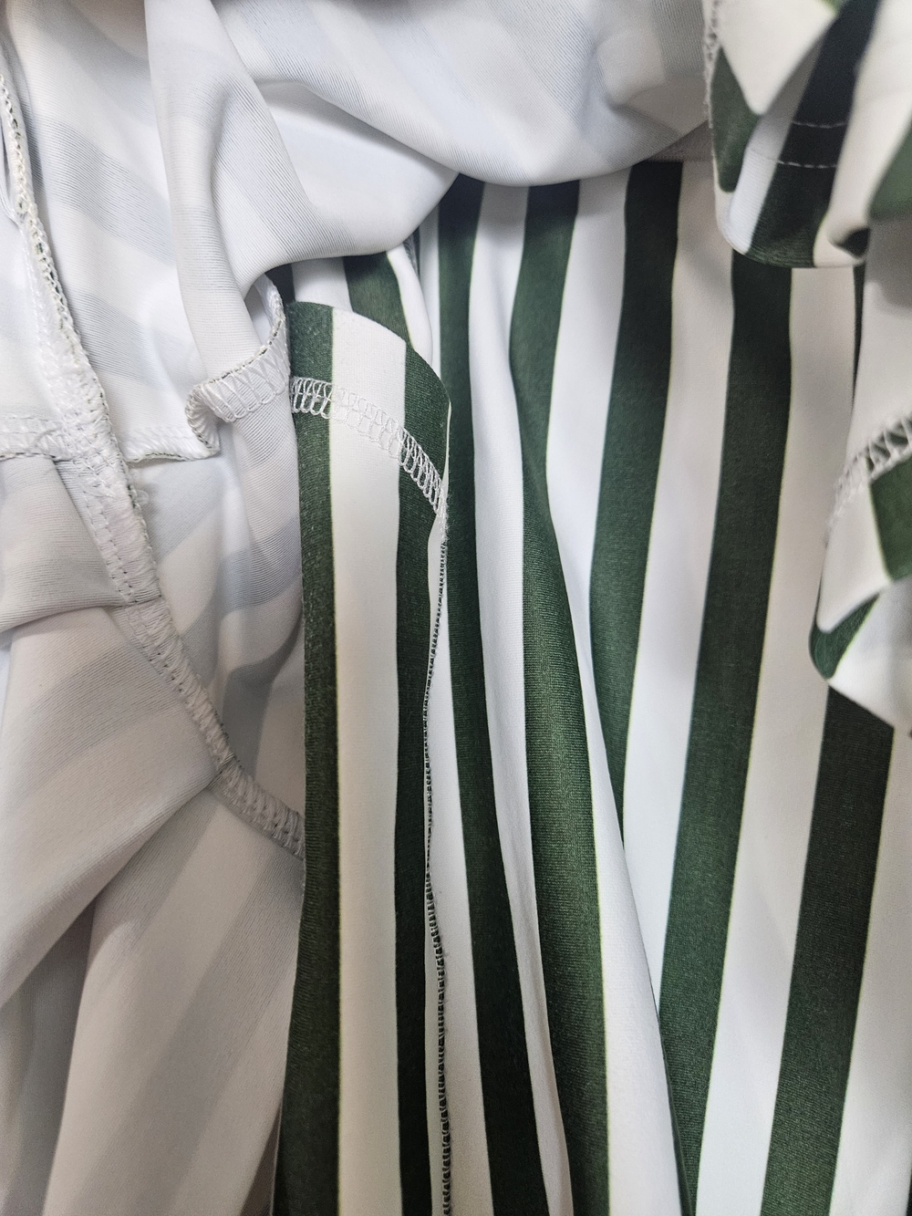 The Ruth - Green and White Boxwood Striped Ruffle Pickleball Skort photo 4