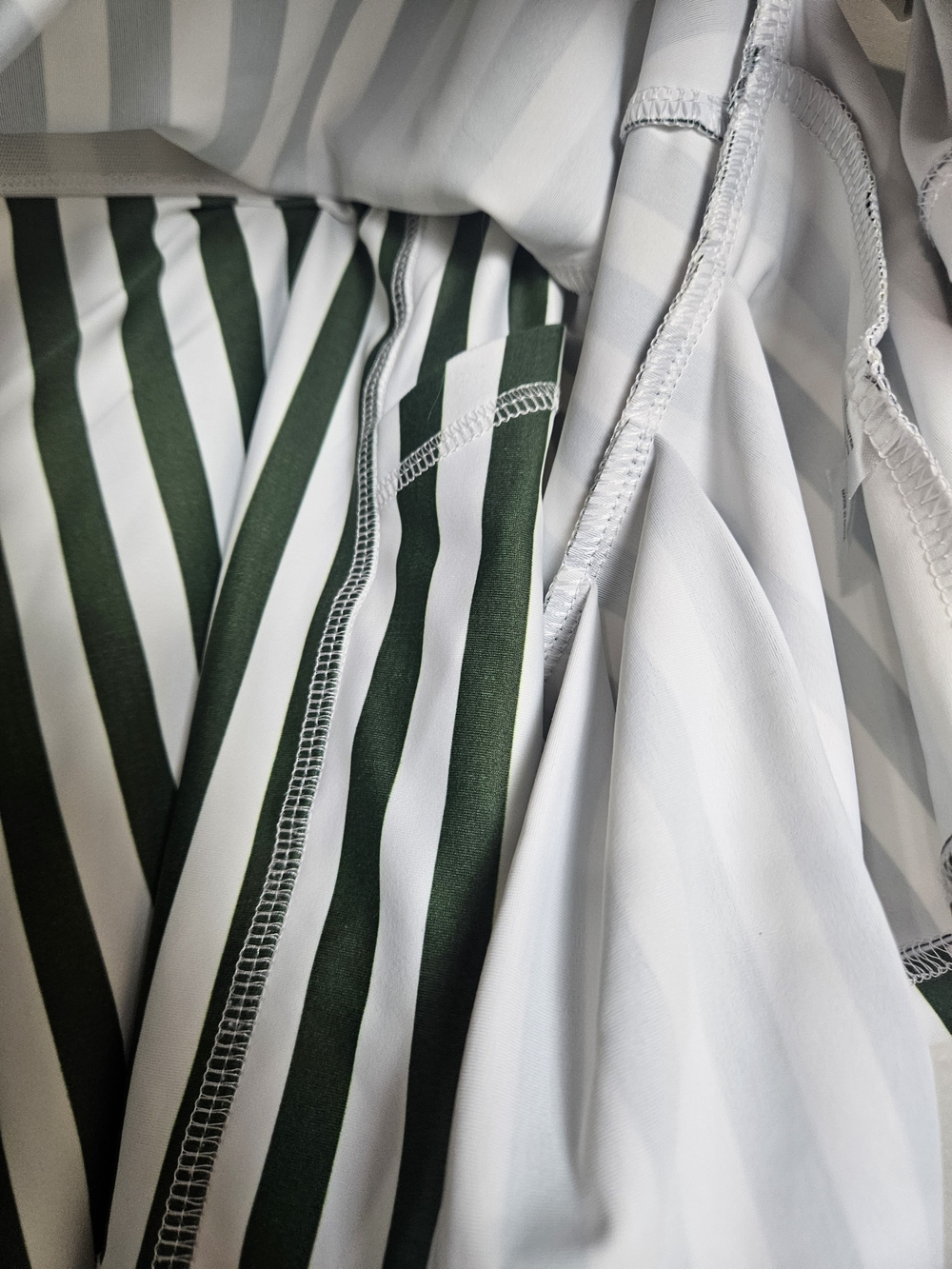 The Ruth - Green and White Boxwood Striped Ruffle Pickleball Skort photo 5