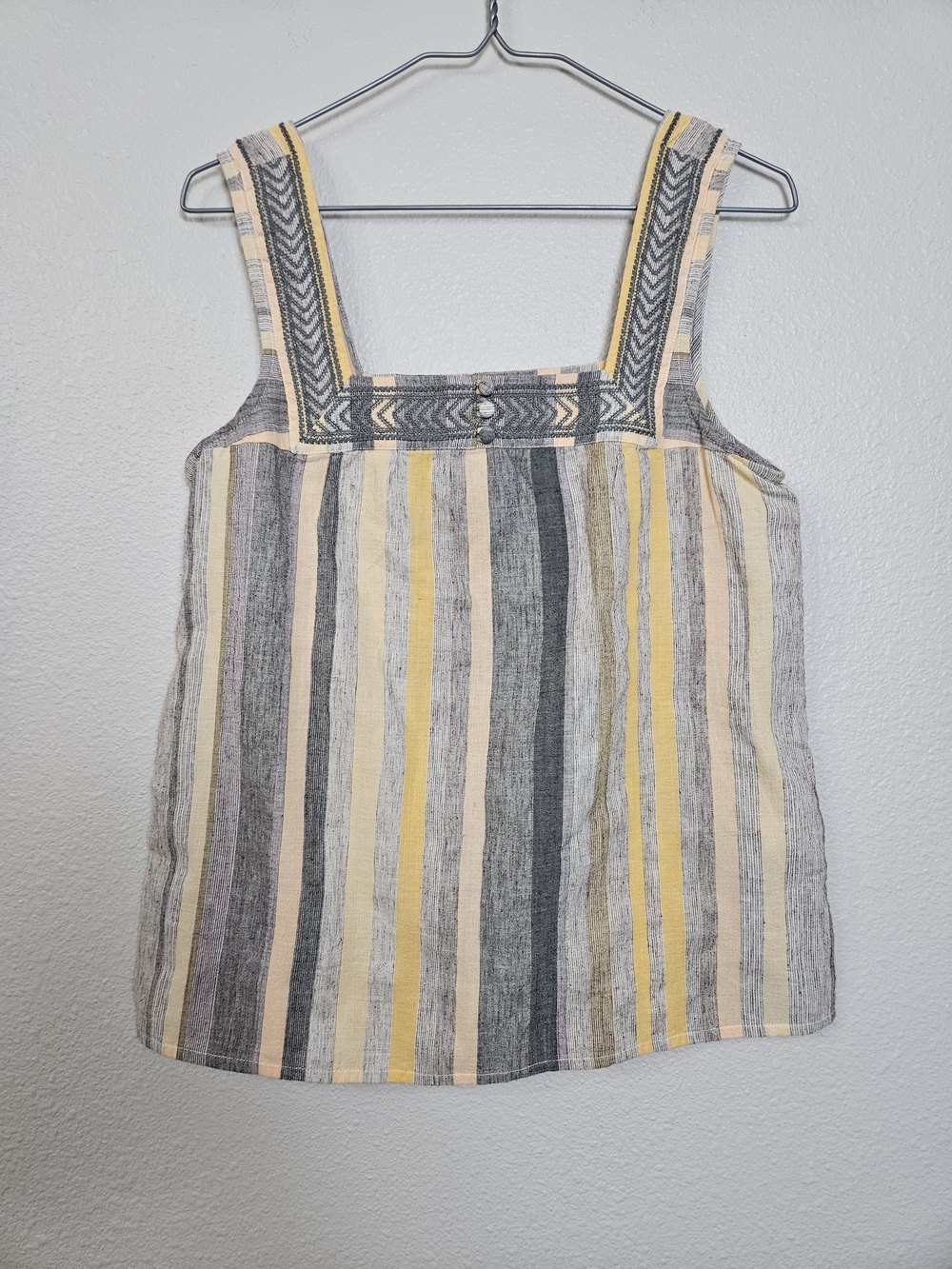 Lucky Brand Striped Square-Neck Camisole in Yellow, Gray & Cream