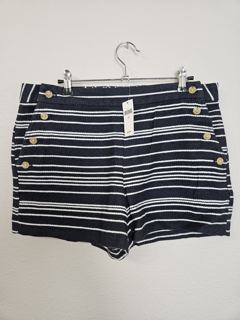 Banana Republic Navy and White Striped Sailor-Style Shorts