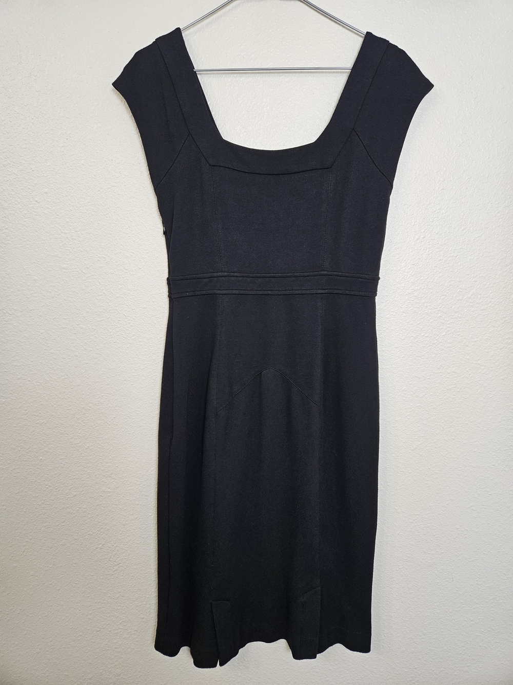 Classic Black Square-Neck Sheath Dress photo 3