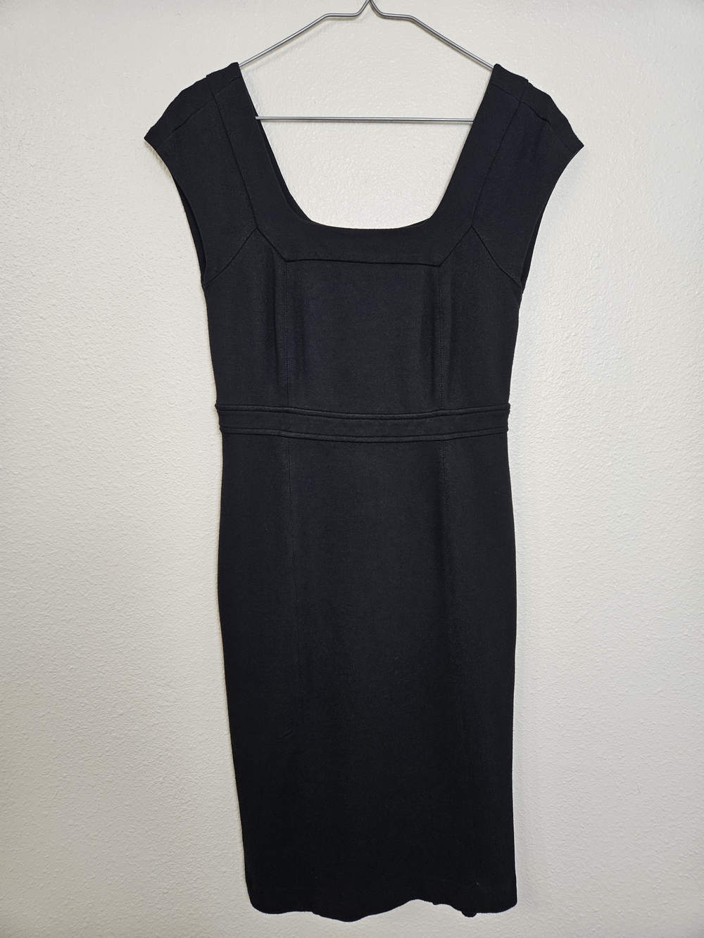 Classic Black Square-Neck Sheath Dress