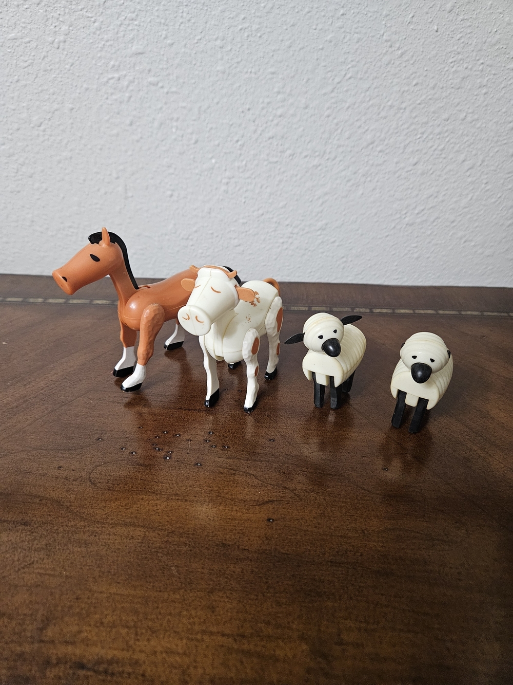 Vintage Fisher Price Little People Set of Farm Animal Toys Horse, Cow & 2 Sheep