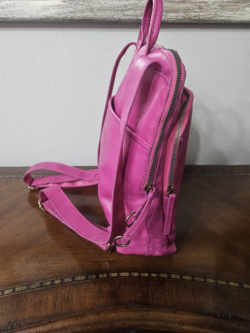 American Leather Co. Pink Leather Cleveland Backpack photo 2