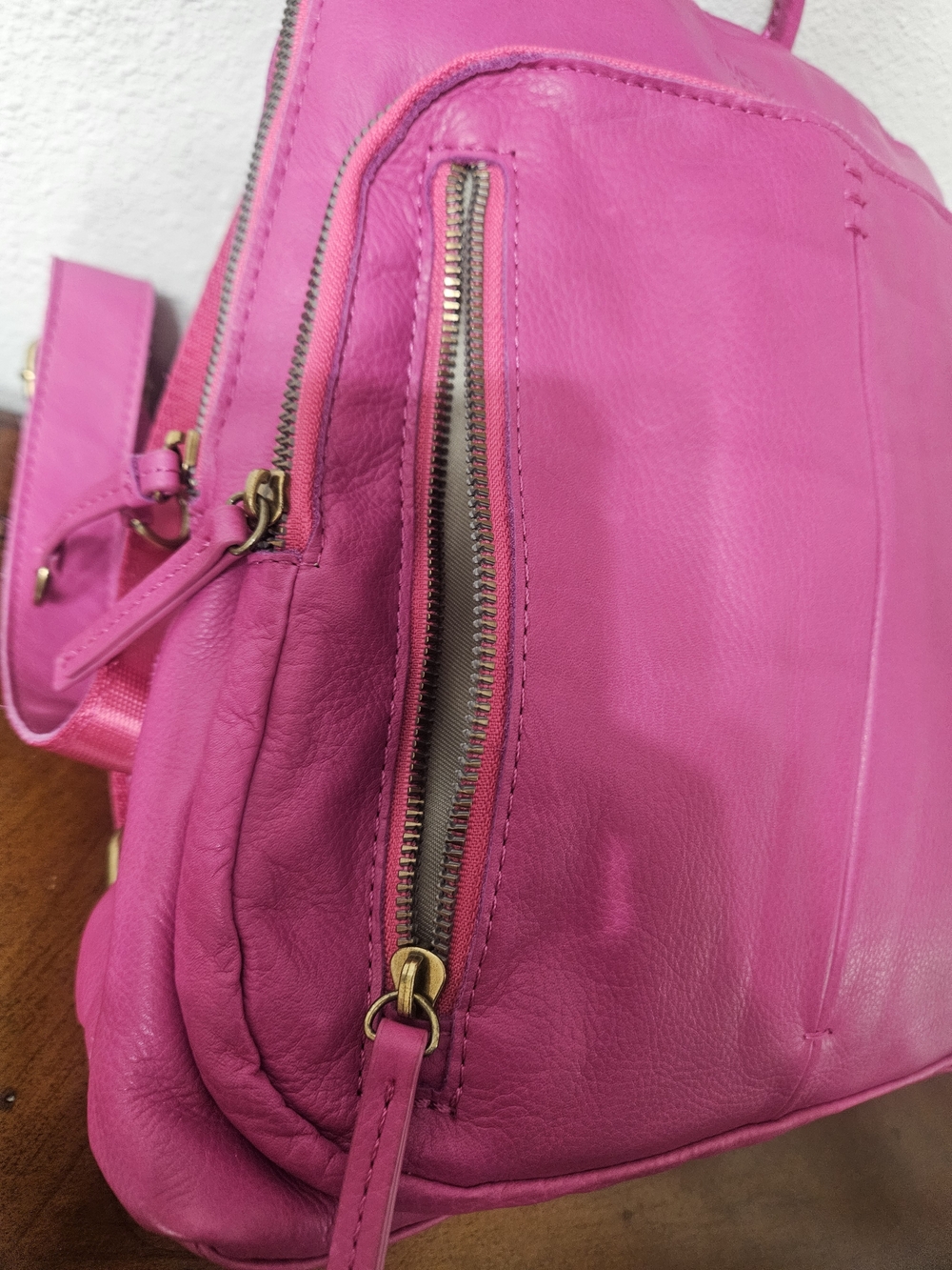 American Leather Co. Pink Leather Cleveland Backpack photo 3