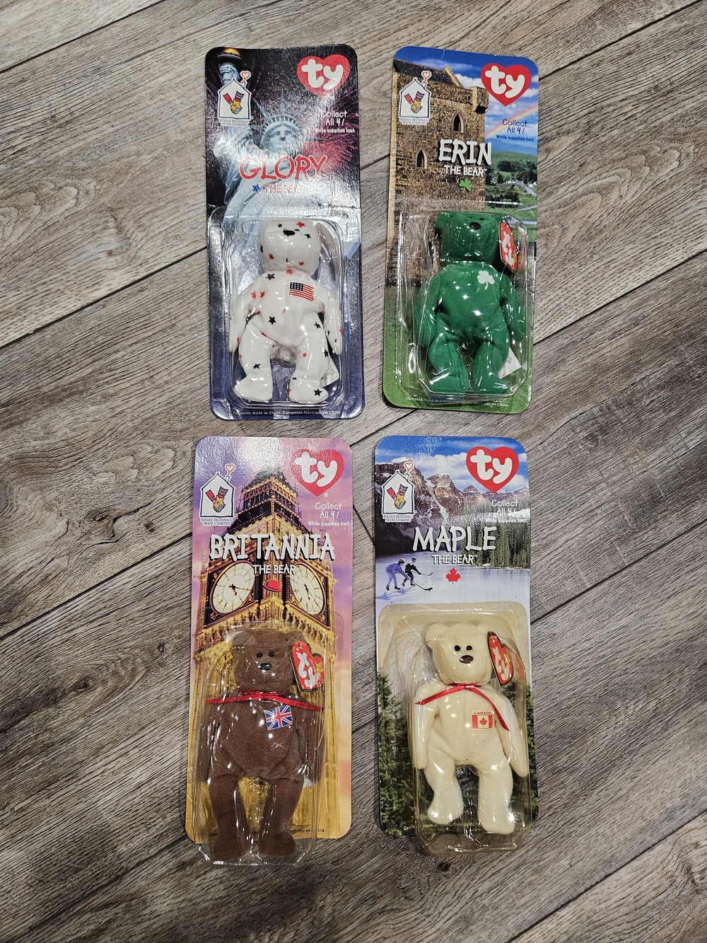Ty Beanie Bears Set (Glory, Erin, Britannia, Maple) - Multi Color