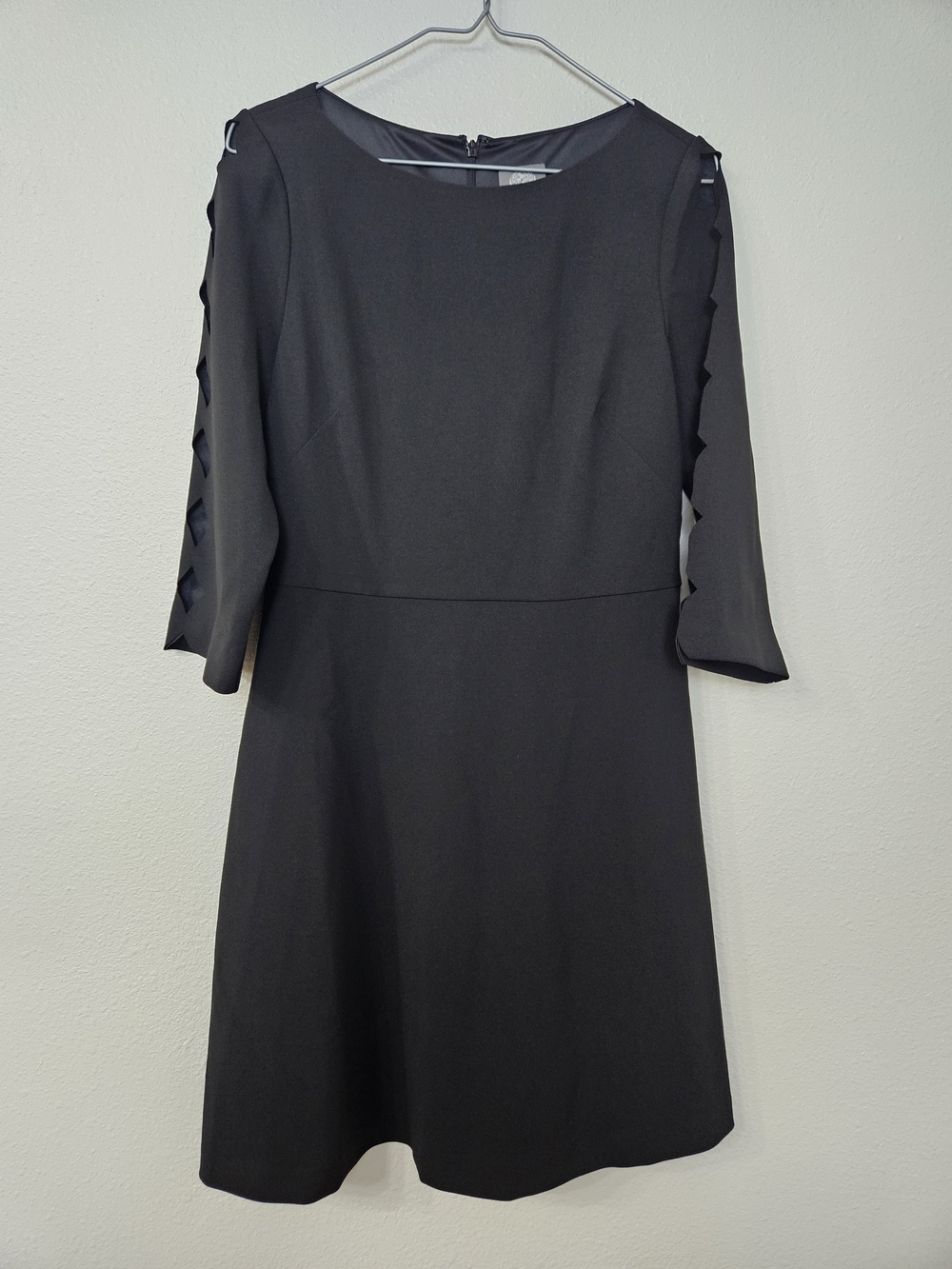 Vince Camuto Black A-Line Dress with Ladder-Slit Sleeves