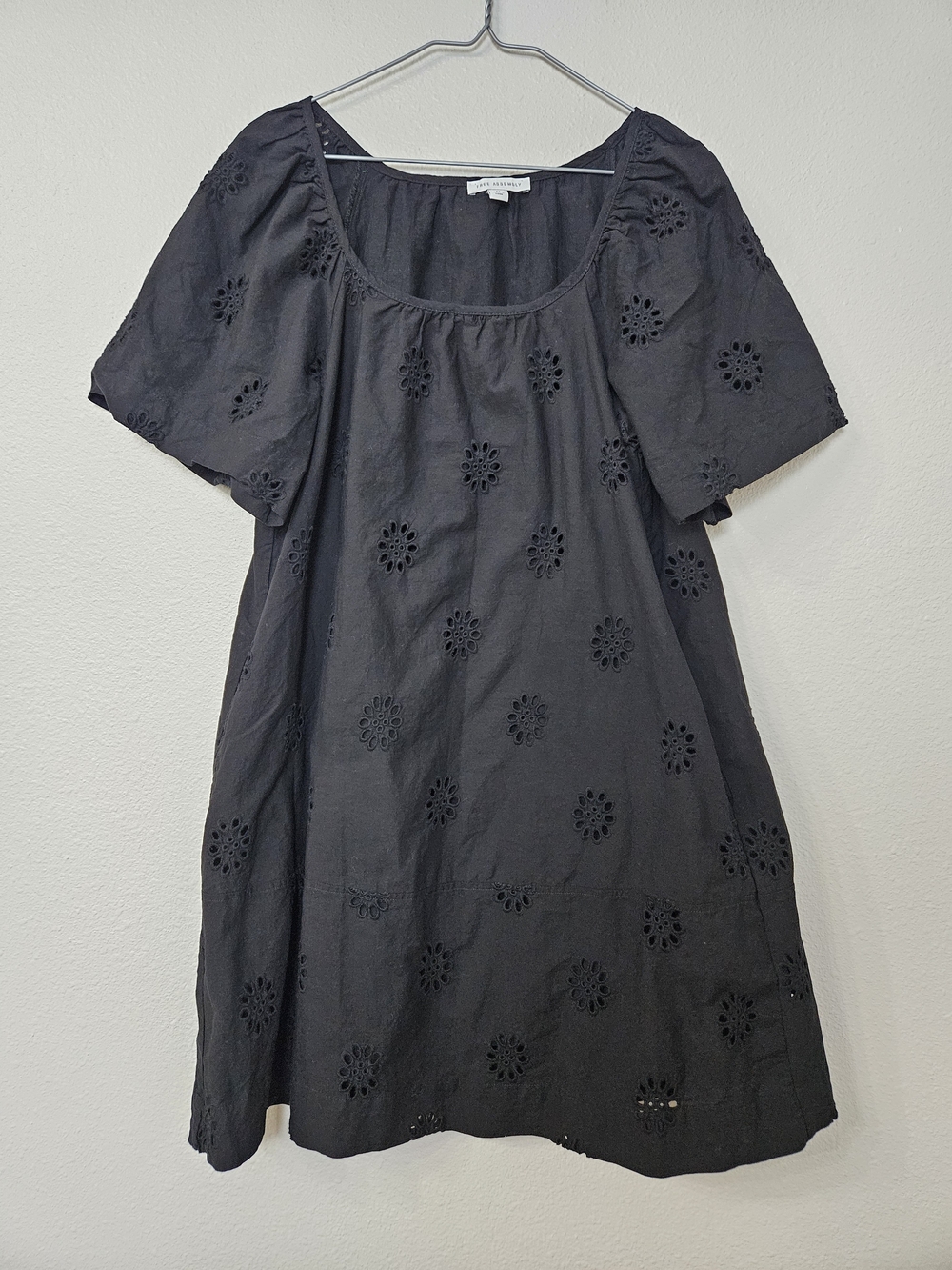 Black Eyelet Scoop-Neck Midi Dress