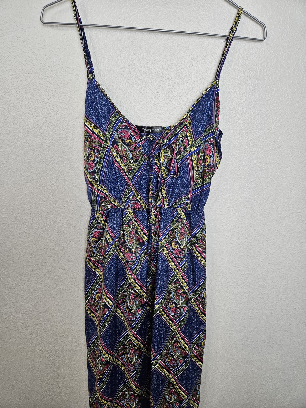Bohemian Printed Spaghetti-Strap Maxi Dress with Tie Front photo 2