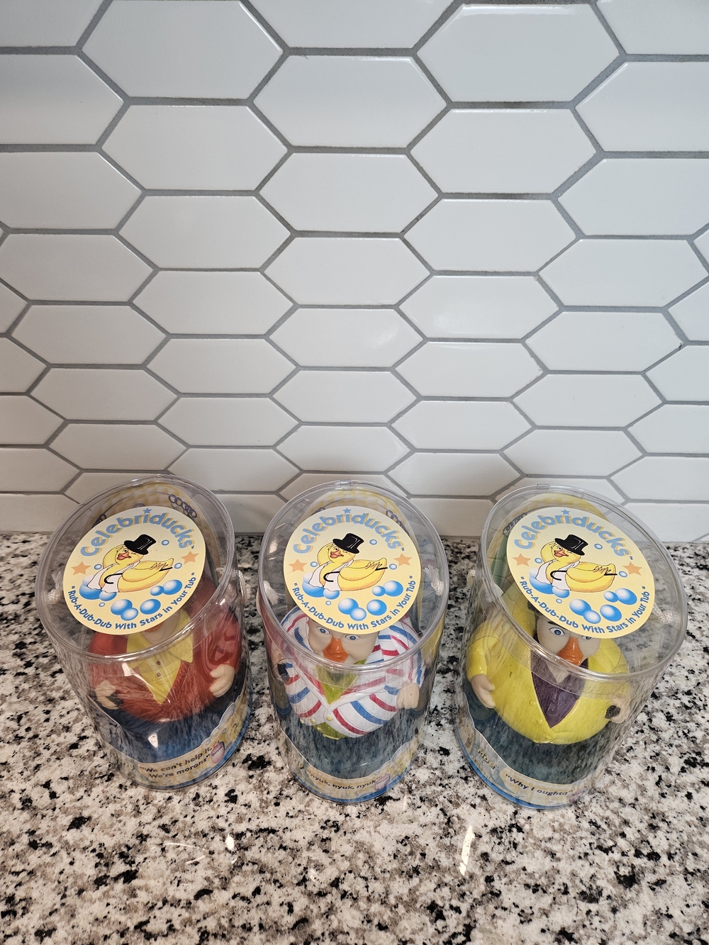 Vintage Y2K Three Stooges Novelty Duck Bath Toys Collection Larry, Curly & Moe photo 2