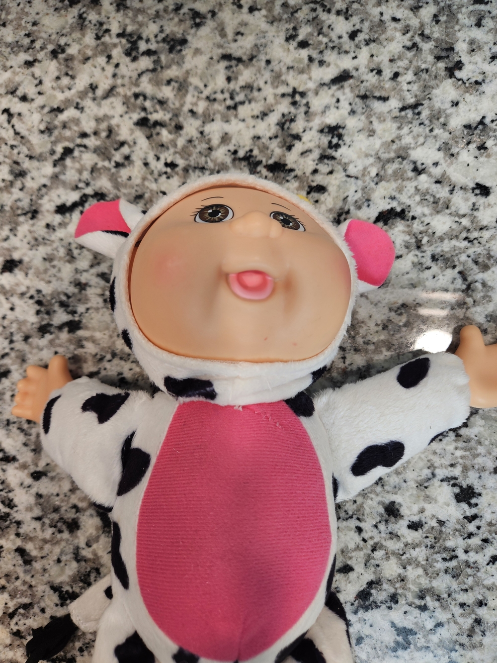 Cabbage Patch Plush Baby Doll in Pink Cow Costume - Soft Cuddly Toy photo 3