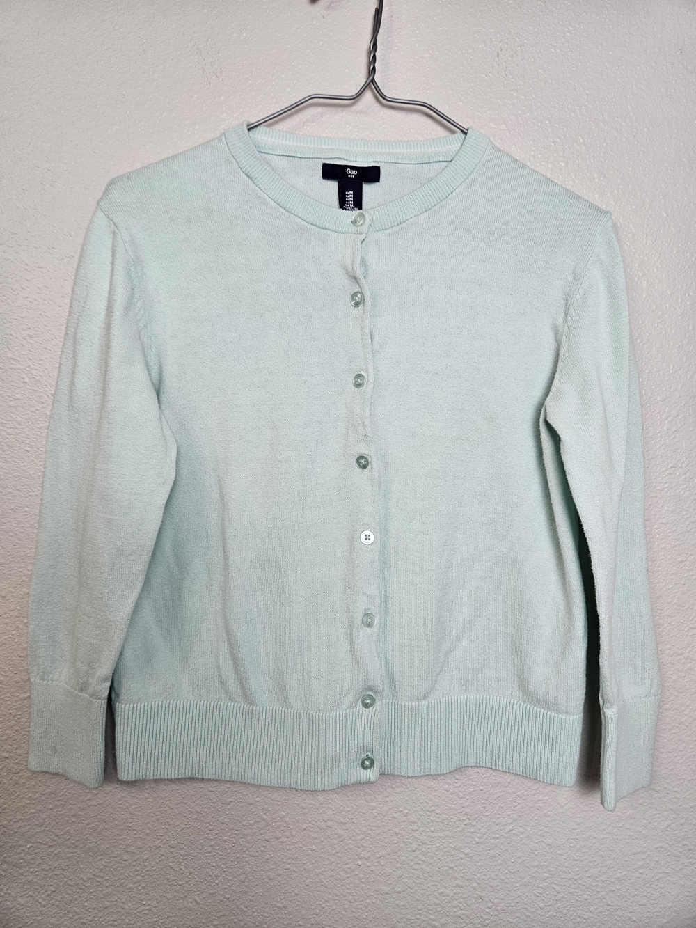 GAP Women's Light Blue Crewneck Button-Up Cardigan Size Medium