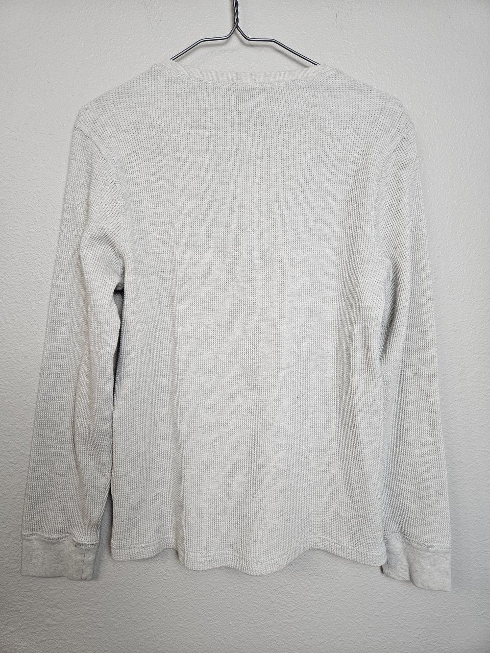 J. Crew Light Gray Waffle Knit Henley Size Medium photo 5