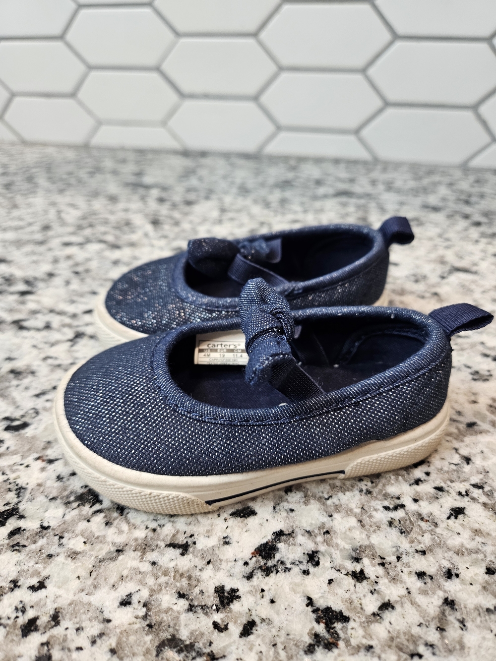 Carter's Navy Girls' Bow Slip-On Shoes