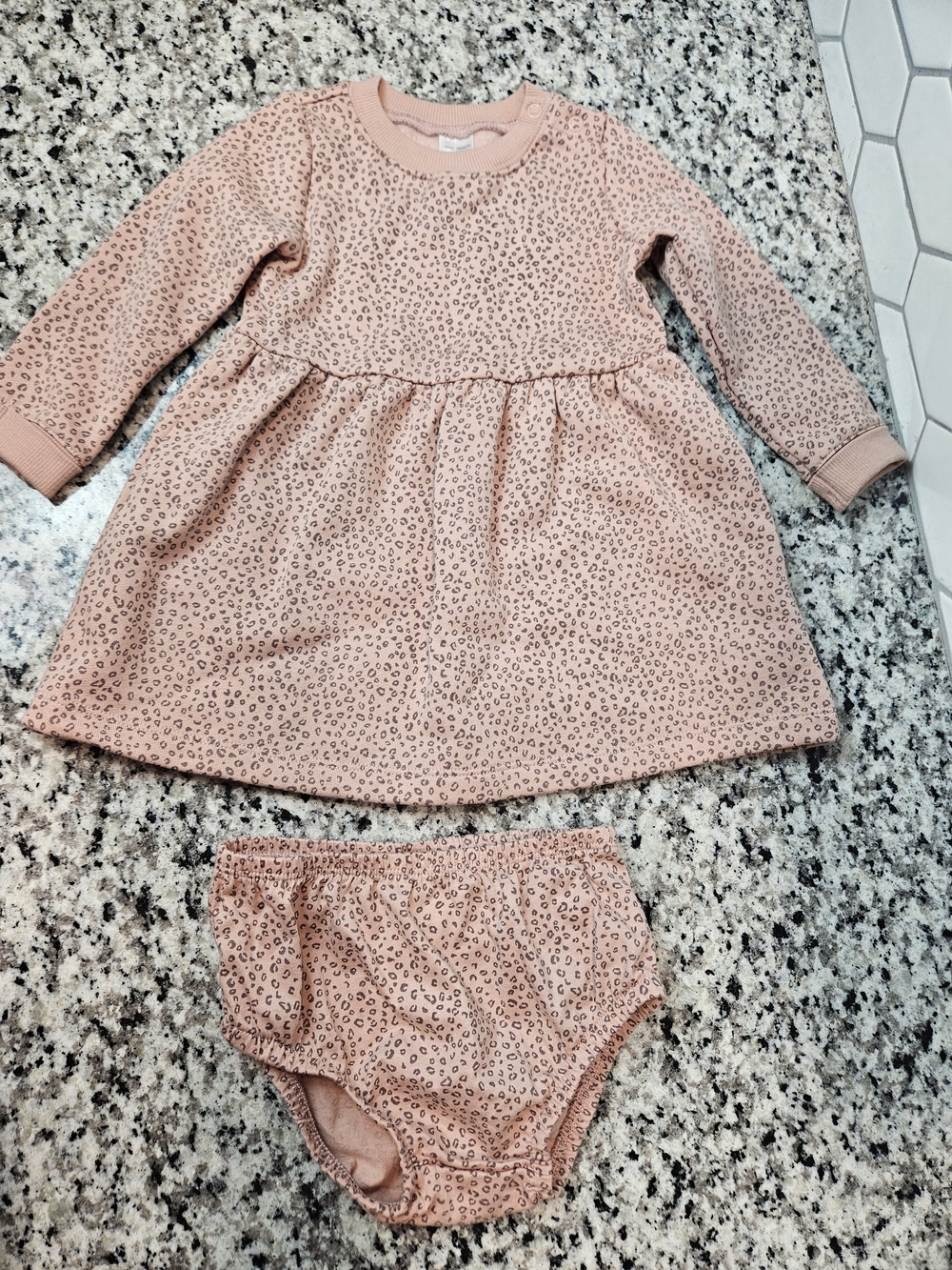 Carter's Pink Leopard Print Long-Sleeve Dress with Bloomers Size 18M