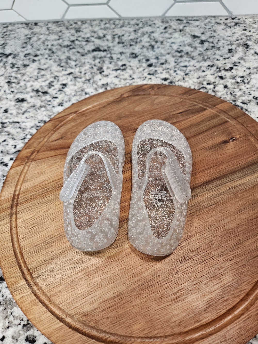 Old Navy Clear Glitter Jelly Mary Jane Sandals photo 2