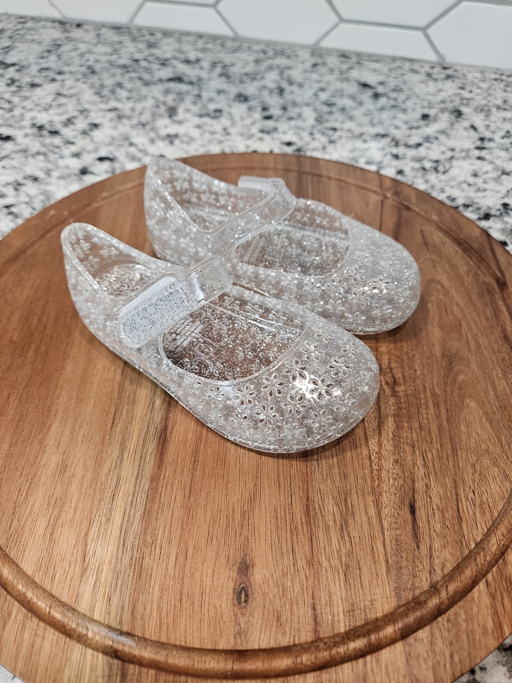 Old Navy Clear Glitter Jelly Mary Jane Sandals photo 3
