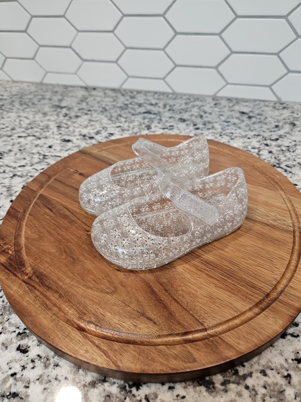Old Navy Clear Glitter Jelly Mary Jane Sandals