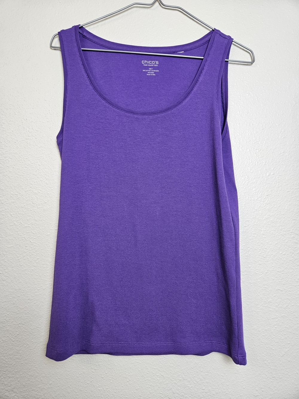 Chico's Purple Scoop Neck Tank Top Size 1 Cotton Blend